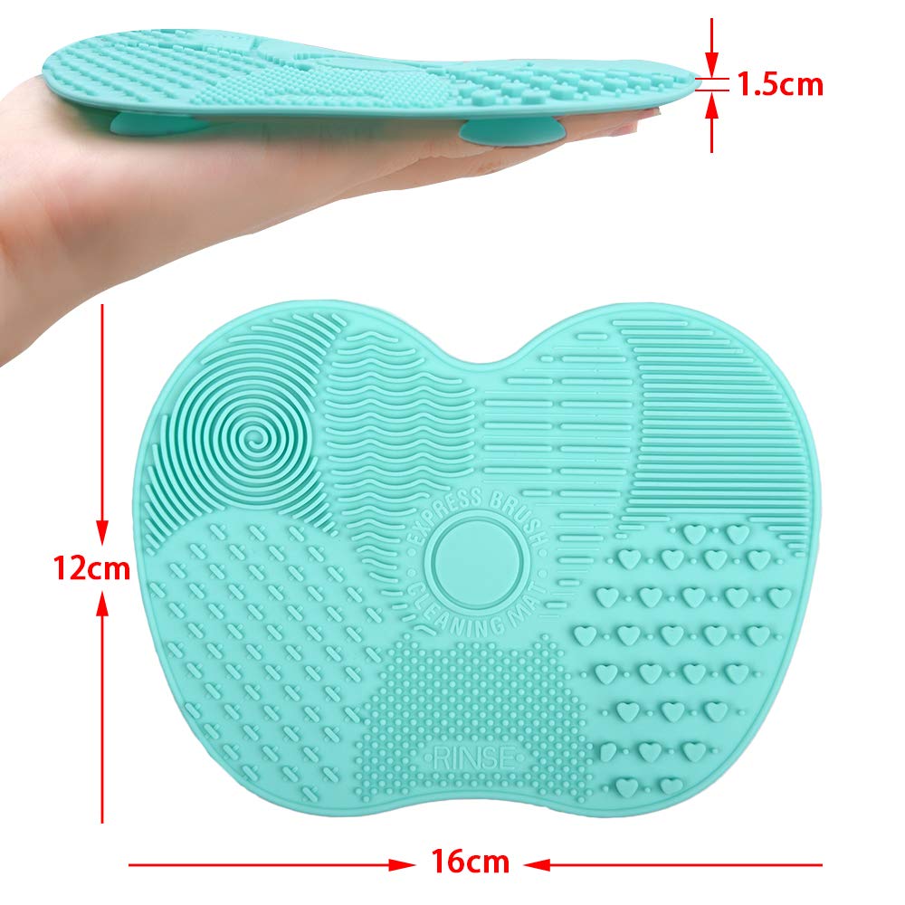Tenmon Makeup Brush Cleaning Mat, Silicone, Suction Cup Portable Makeup Brush Cleaning Tool, 2 Colors, Small (Green): Beauty