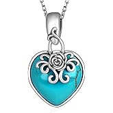 Real Heart-shaped Turquoise Necklace for Women Sterling Silver Genuine Turquoise Pendant Necklace Turquoise Jewelry for Women