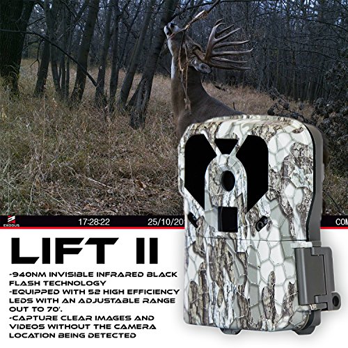 Exodus Lift II Trail Camera | .3 Second Trigger Speed | Black Flash Game Camera | Ultra HD Photos and Videos | 5 Year NO BS Warranty