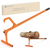 Yesker 51" Cant Hook for Log Roller Logging Tools with Adjustable Steel Cant Hooks and Stand Heavy Duty Timberjack Log Lifter Mover Jack Firewood Tools for Rolling Raising up to 15" Diameter, Orange