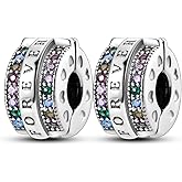 Parmuz Clip Spacer Charm for Bracelet 925 Sterling Silver Pave Cubic Zirconia Lock Stopper Bead Star Moon Evil Eye Jewelry Charm for Woman