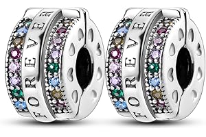 Parmuz Clip Spacer Charm for Bracelet 925 Sterling Silver Pave Cubic Zirconia Lock Stopper Bead Star Moon Evil Eye Jewelry Charm for Woman