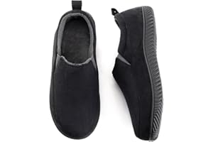 RockDove Men's Closed-Back Memory Foam Slippers with Plush Lining Faux Suede Non-Slip Sole