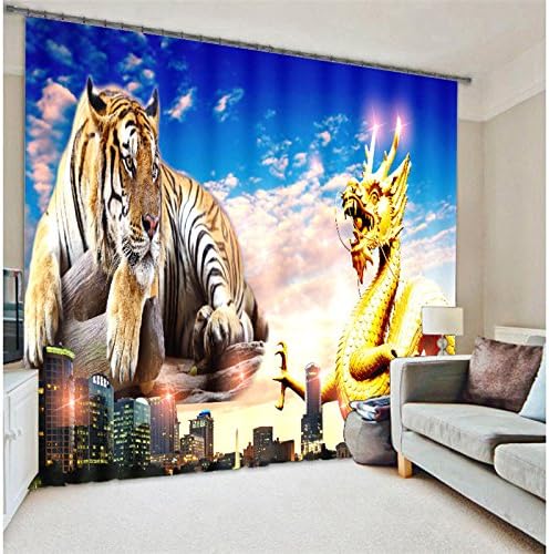 Chlwx Modern Luxury Black White Tiger 3D Window Curtains For Kids Bedding Room Living Room Hotel Drapes Height240cm X Width300cm