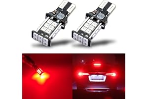 iBrightstar Extremely Bright 3030 Chipsets T15 912 W16W 921 LED Bulbs Error Free for Truck Cargo Lights, High Mount / 3rd Brake Lights, Brilliant Red