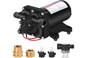 YOUNGTREE RV Fresh Water Pressure Pump 12V 5.5GPM 70PSI, On Demand Self Priming Water Pump 12Volt include 3/4" Garden Hose Adapters for Yacht Agricultural Irrigation Spraying Kitchen
