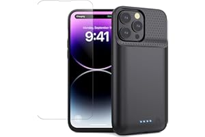 QTshine Battery Case for iPhone 14Pro Max/14 Plus/13Pro Max/,Slim Upgrated Powerful 8600mAh Portable Extended Charger Case Cover for iPhone 14Pro Max/14 Plus/13Pro Max Battery Charger Case Black