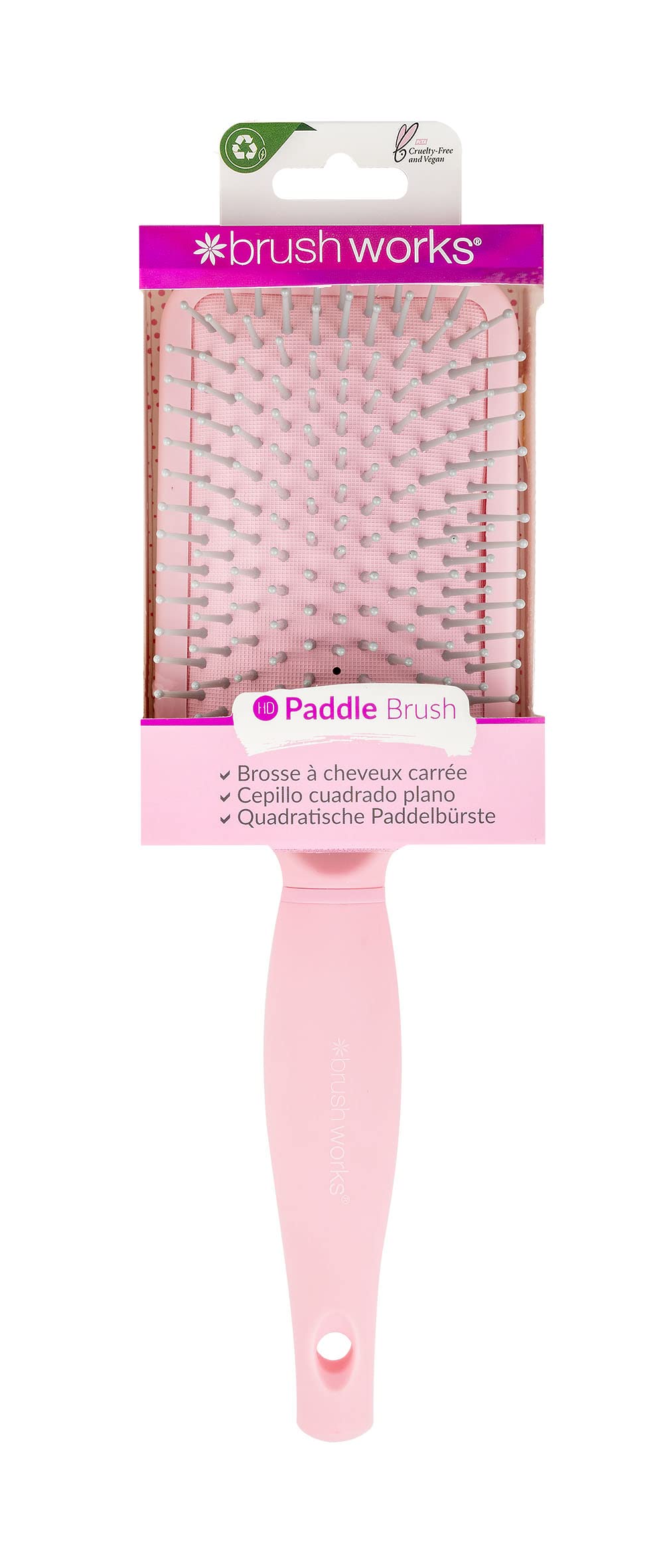 Brushworks Square Paddle Brush Pink