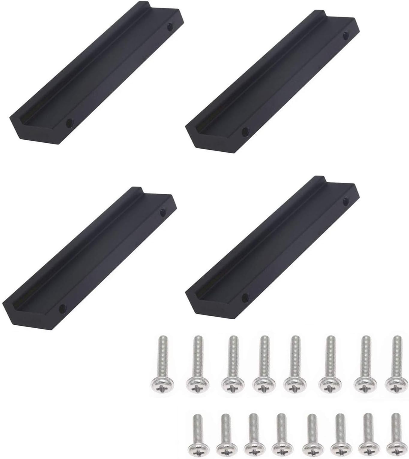 RIOCAN Titanium Alloy Drawer Pull with Cross Screw Kit Modern Minimalist Style Black Cabinet Wardrobe Drawer Handle for Kitchen Bathroom Bedroom Drawers Cabinets Use