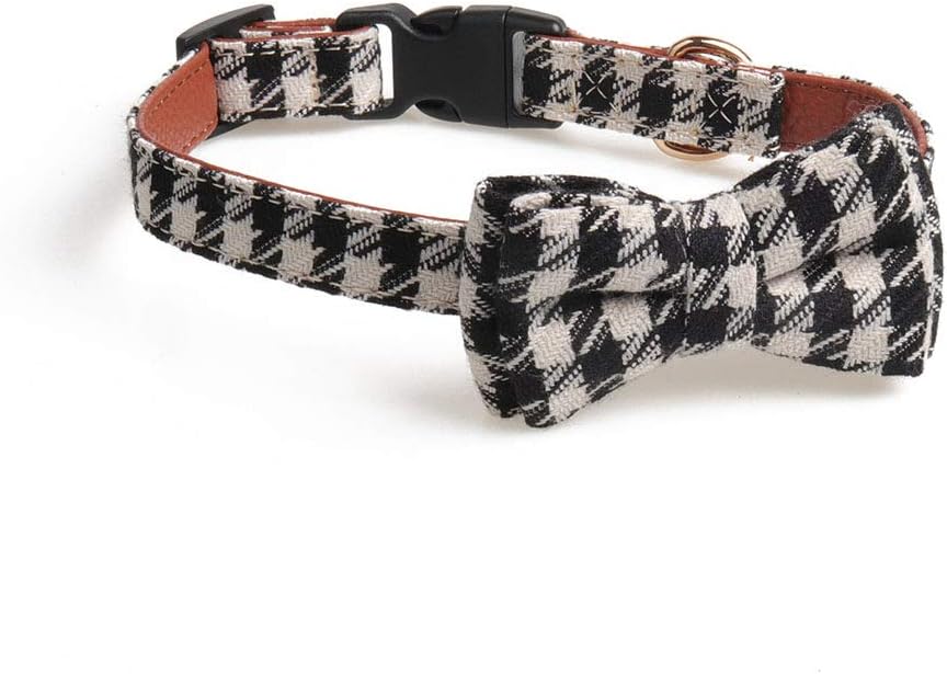 Lamzoom Dog Collars Pet Collars Polyester Quick Release Safety Buckle Soft Leather Dog Collar Adjustable Butterfly Collars Dogs Cat size S (Black)