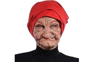 Old Woman Mask, Halloween Horror Headgear Old Lady Face Cover Latex Head Wear for Halloween Party Cosplay Props