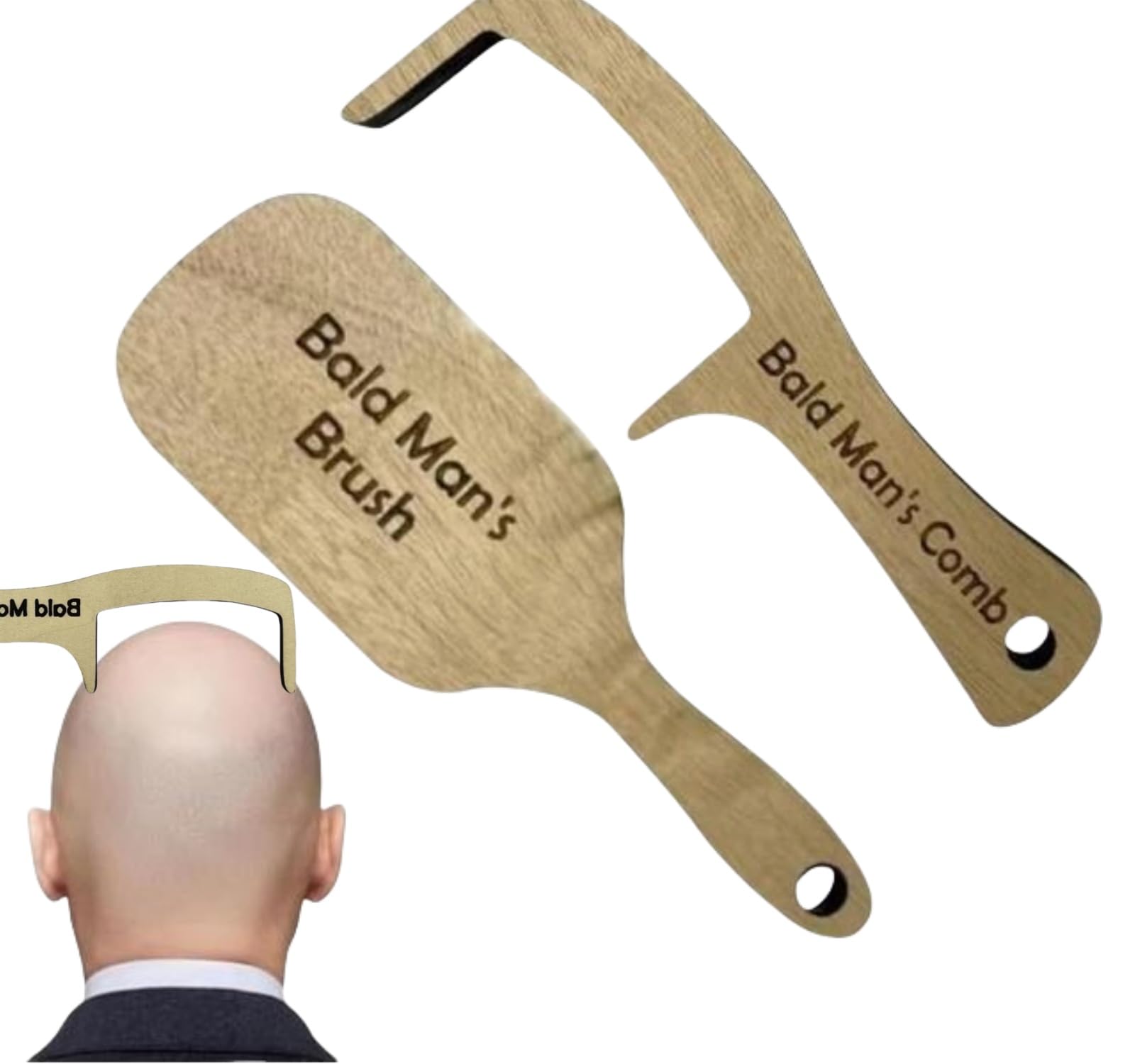 Bald Man Comb Joke Set, Funny Hairless Combing Brush Gag Gifts for Men, Humorous Toothless Combs Blad Mans Brush for Trick Friends Gift