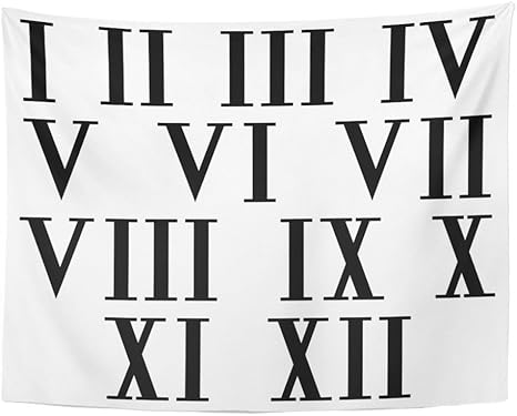 Amazon Co Jp Emvencyタペストリー印刷番号ローマ数字ホワイトアルファベット記号古代文字グラフィックスlearn Letterホーム装飾壁吊りのリビングルームベッドルーム寮50 X 60 Cm 60 L X 80 W ホワイト ホーム キッチン
