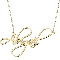 UMAGICBOX Personalized Abigail Name Necklace 18K