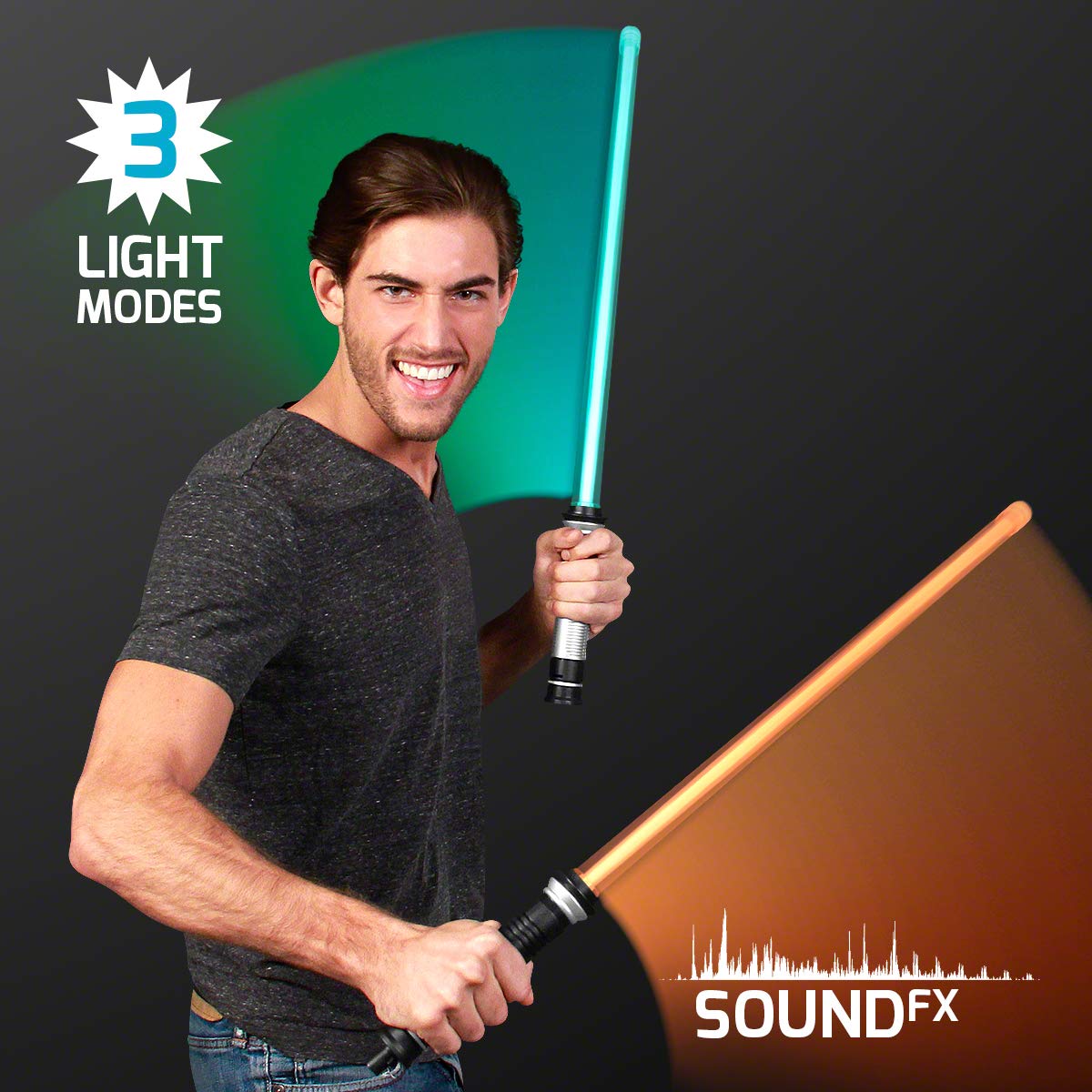 FlashingBlinkyLights Deluxe Double Sided Light Up Saber with Color Change Lights & Sound Effects
