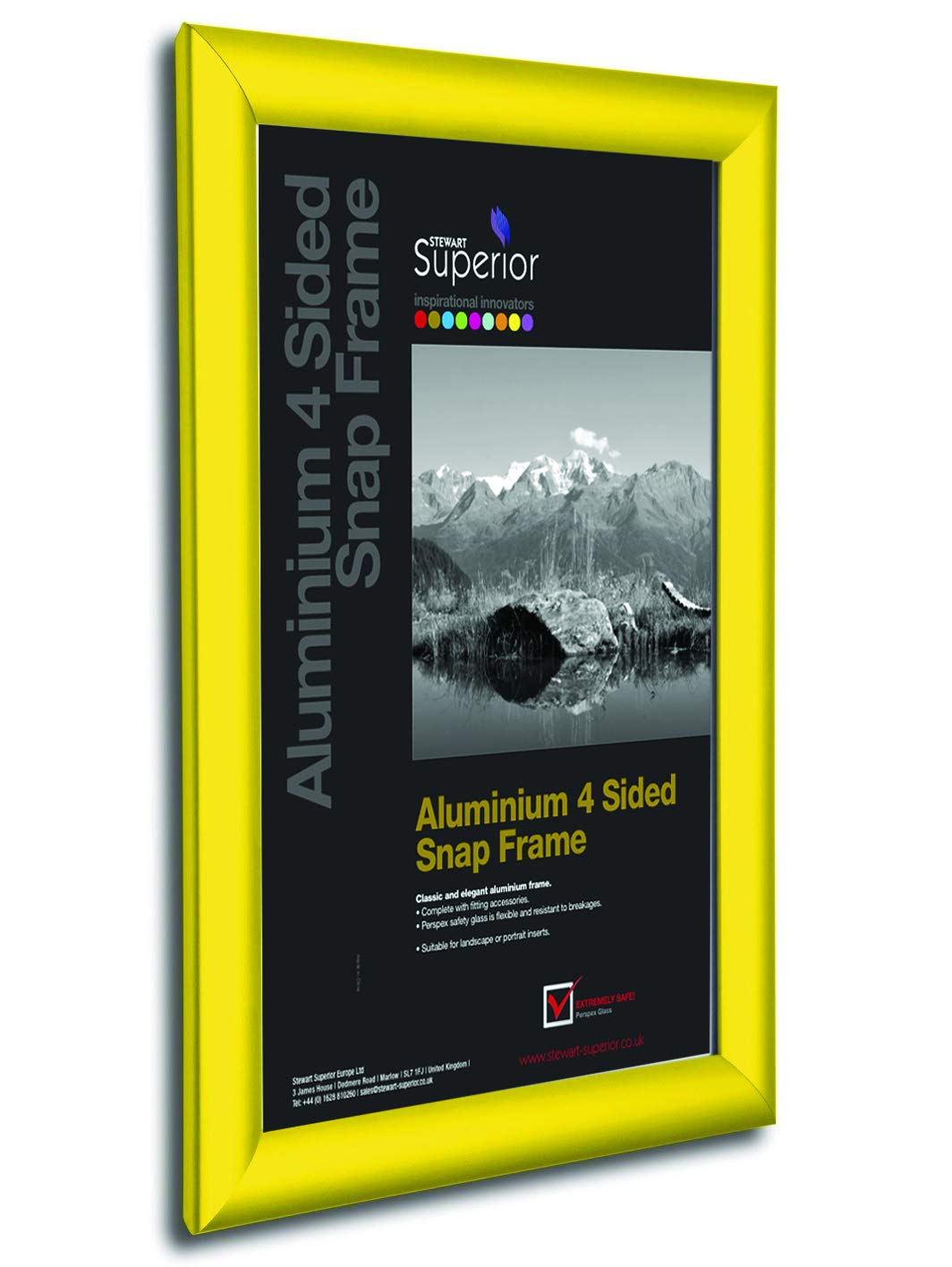 Stewart Superior A1 Aluminium 4 Sided 25mm Front Loading Picture/Poster Snap Frame - Yellow