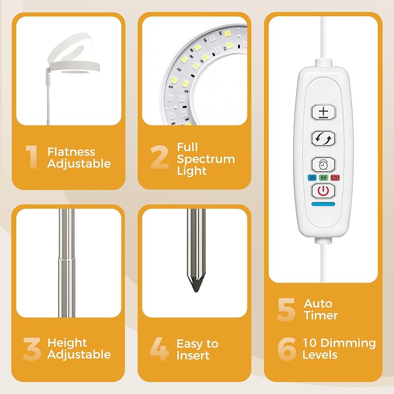 Lampe pour plantes LED à spectre complet, 1 lampe, blanc