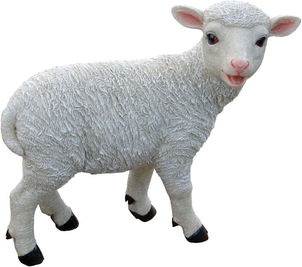 Design Toscano Standing Yorkshire Lamb Garden Farm Animal Statue, 15 Inch