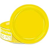 QZYL Disposable Paper Plates Set, 50 PCS Yellow Dinner Paper Plates, Round 9 Inches Party Tableware Pack for Daily Meal Picnic Anniversary Wedding Festival Gathering Party Supplies