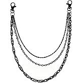 Black Wallet Chain & Pants Chains, 3-Layer Trouser Jeans Chain Belt Punk Hip Hop Pockey Chain Biker Goth Key Chain for Women Men Clothing Accessories