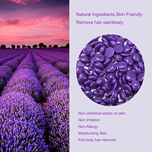 Yansu Depilatory Wax Hot Melt Hard Wax Beads For Body Hair Removal Brazilian Women/Men European Beads 300g/10.6oz+10pcs Tongue Depressor (Lavender)