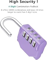 ZHEGE 4 Digit Combination Padlock Purple Weatherproof Locker Lock view 2