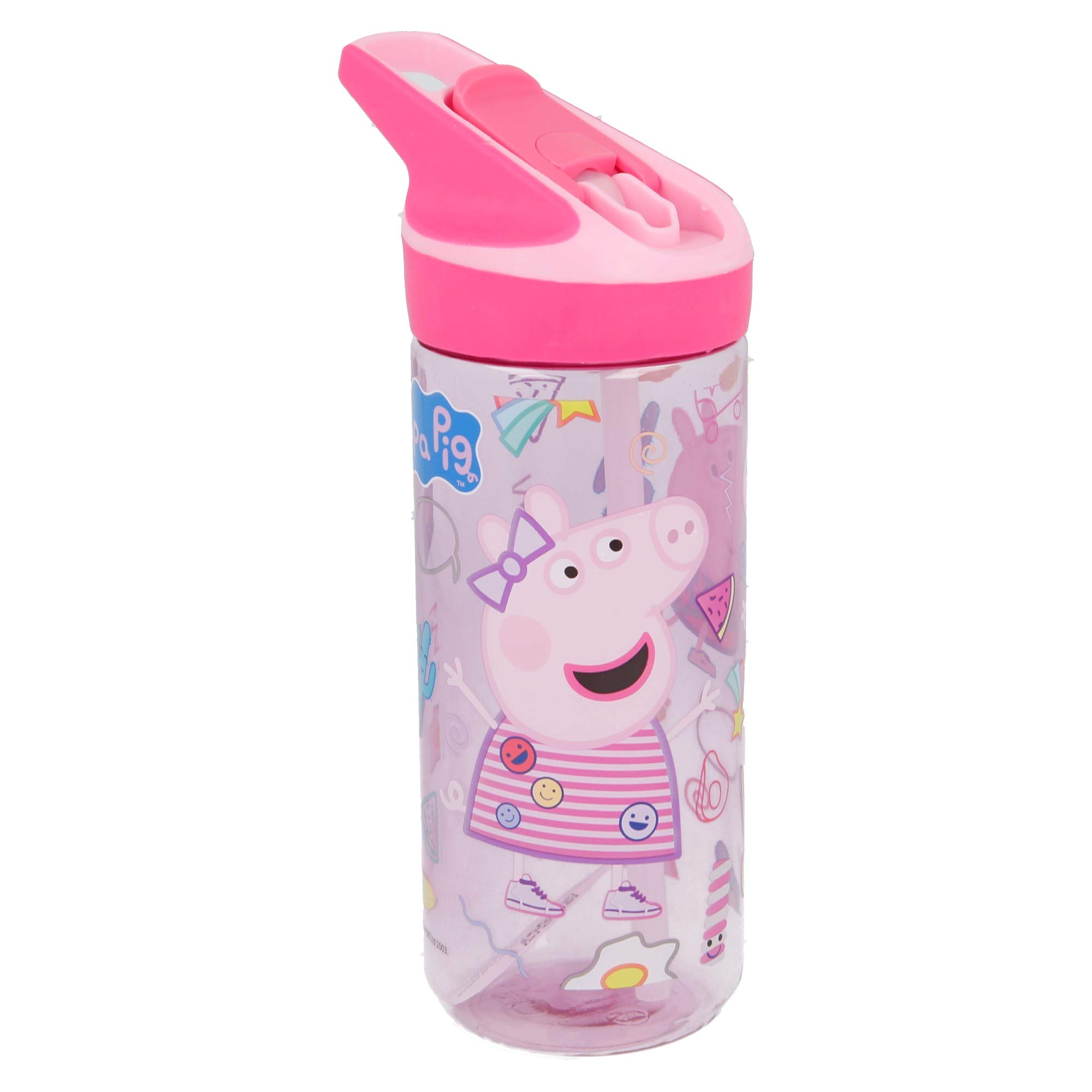 Stor | Peppa Pig 620ml Water Bottle for Kids, School Drinks Bottle Made of Durable Tritan, Bpa Free, Peppa Pig Haze