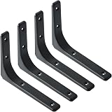 Sayayo Black Shelf Bracket Heavy Duty L Bracket 200x150mm 4Pcs EJR200B-4P