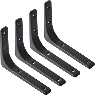 Sayayo Black Shelf Bracket Heavy Duty L Bracket 200x150mm 4Pcs EJR200B-4P