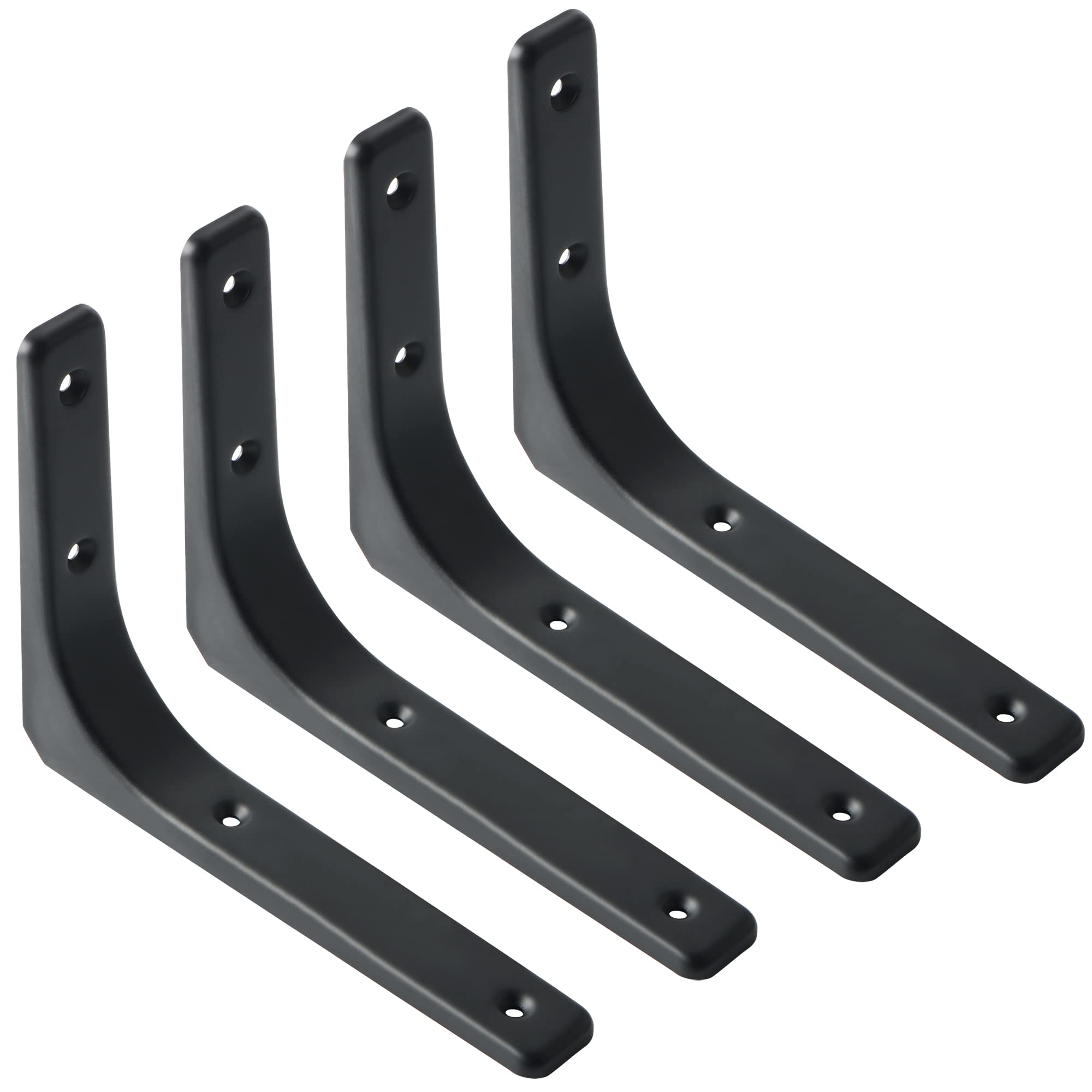 Sayayo Black Shelf Bracket Heavy Duty Metal L Bracket for Shelf, Wooden Shelf Support Wall Hanging 200mm*150mm, 4 Pcs, EJR200B-4P
