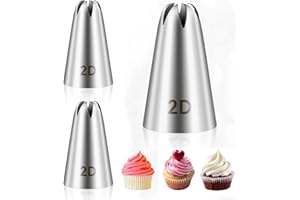 BTGOU 3pcs 2D Star Cake Piping Tips, Stainless Steel, Silvery, Piping Nozzles Decorating Tips, Baking Tools for Buttercream, 
