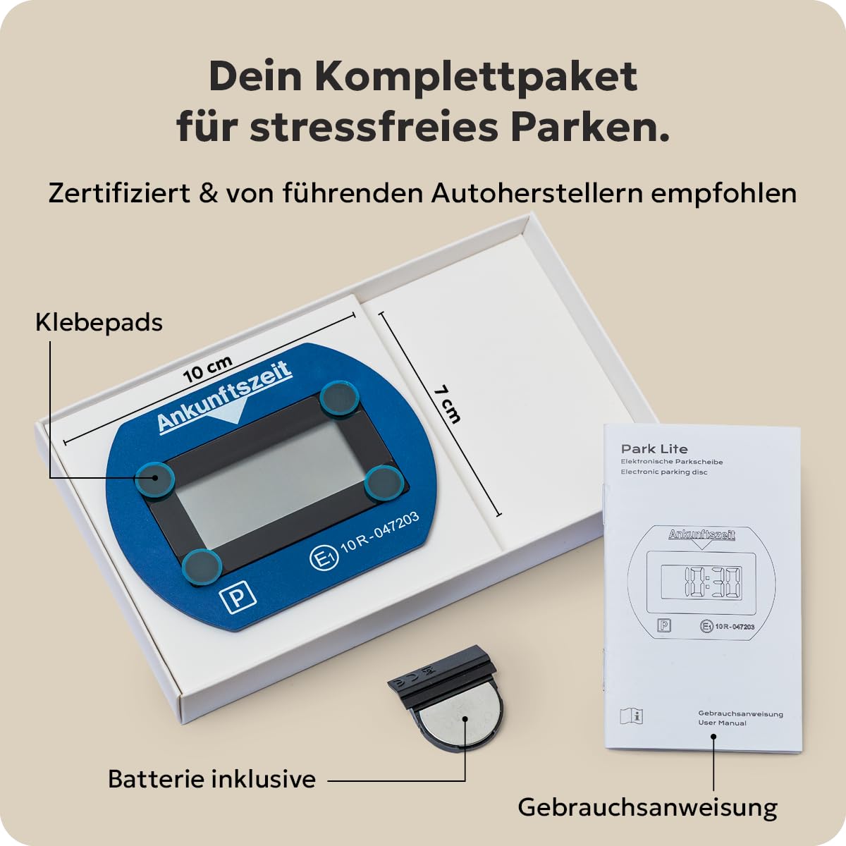 Needit elektronische Parkscheibe Park Lite I automatische Parkscheibe elektrisch mit Zulassung vom Kraftfahrt-Bundesamt I Digitale Parkuhr mit 2 Displays & vielen Funktionen, langlebig & zuverlässig 8