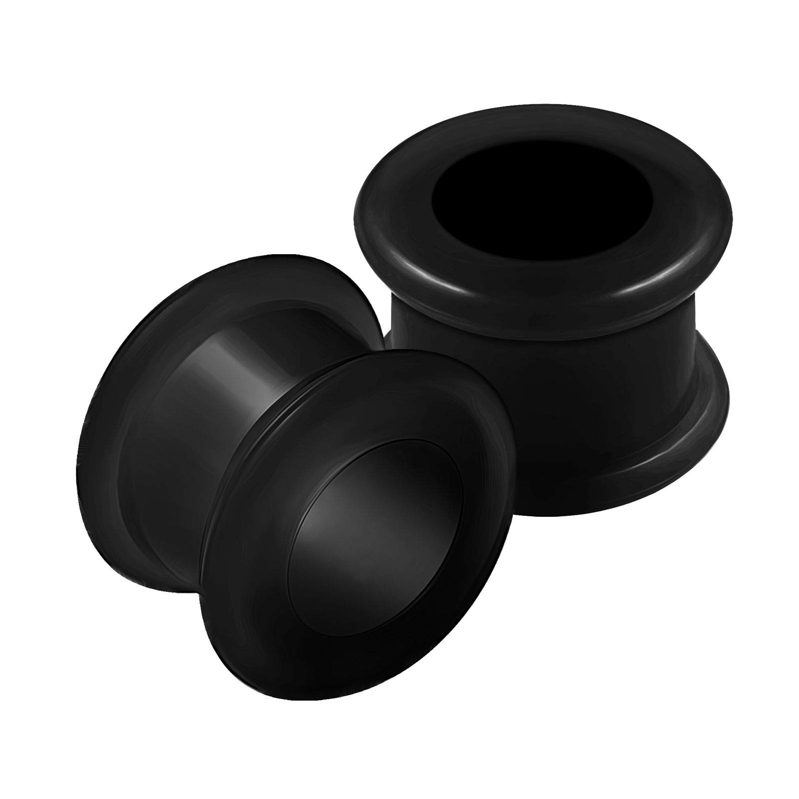 KJM FASHION 2PCS Silicone Black 9/16 inch 14mm Double Flared Saddle Ear Gauge Earring Tunnel Plug Stretcher Piercing Jewellery 2606