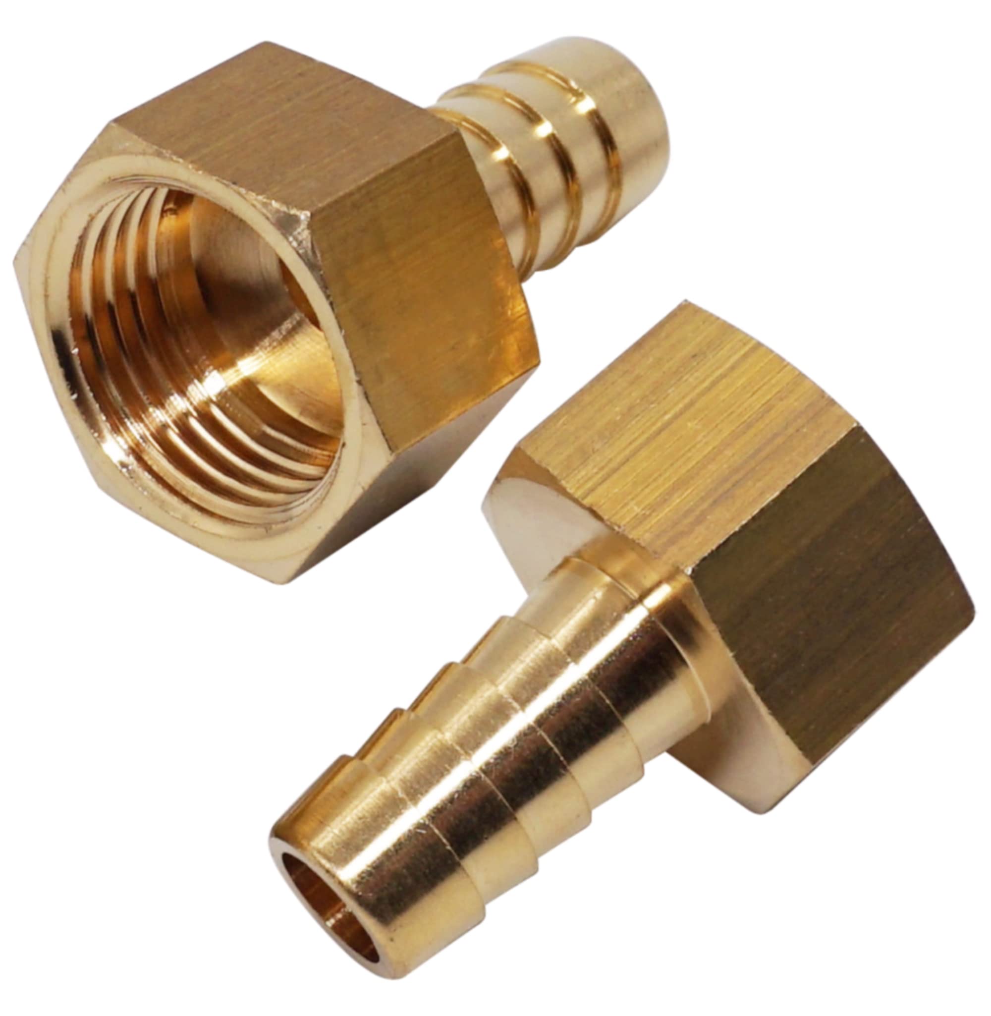 SKIR'CO 2 pcs Female Thread Barb Brass Fitting 1/2" x 12 mm, Hose Barbed Adapter, Hose Tail Connector, BSP Thread