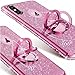 Cute iPhone Xs Case, Cute iPhone X Case, Glitter Luxury Bling Diamond Rhinestone Bumper with Ring Grip Kickstand Protective Thin Girly Pink iPhone Xs Case/iPhone X Case for Women Girl - Sakura Pink