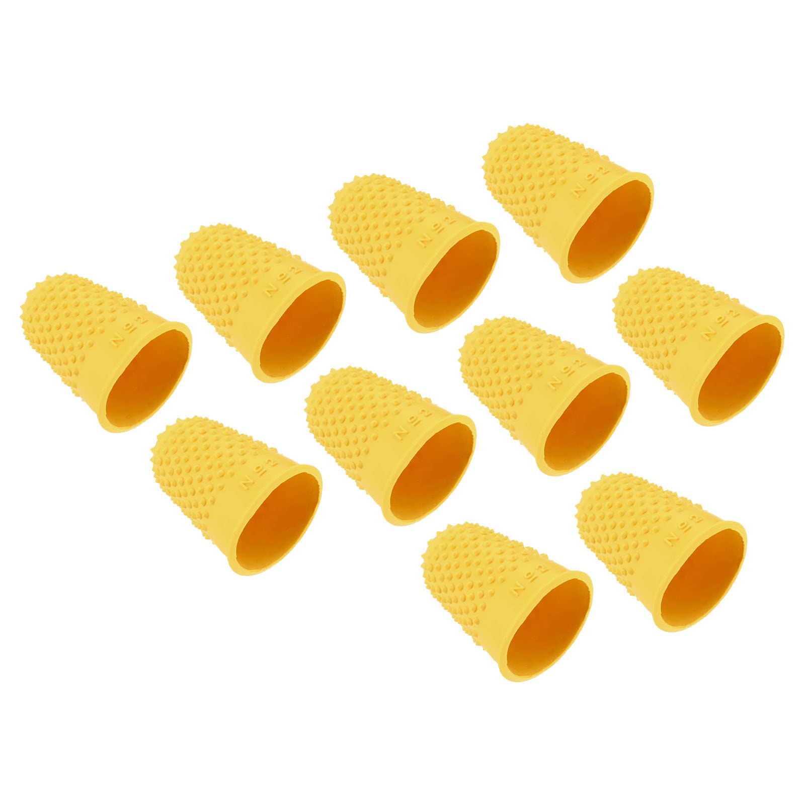 PATIKIL 0.79x1.18 Inch Rubber Finger Tips, 10 Pack Silicone Thumb Fingertip Protector Covers Guard Pads Thimble Grips for Office Counting Sewing, Yellow Large Size