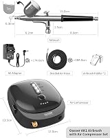Oasser Airbrush Compressor Kit 0.3mm 7cc 1000mAh Battery Black view 2