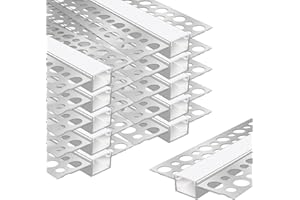 LEDLampsWorld Plaster-in LED Aluminum Channel, 10 Pack 3.3ft/1Meter LED Light Strip Diffuser Channel with Milky Cover, Trimless Drywall Aluminum LED Channel Profile for Ceiling and Wall