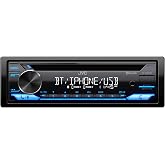 JVC KD-SR87BT Single DIN Car Stereo with CD Player &amp; Bluetooth, 200W Digital Stereo Receiver, Dual Phone Connection, 13-Band EQ, AM/FM Radio, 1.5A USB &amp; AUX, High Contrast LCD, Spotify Control