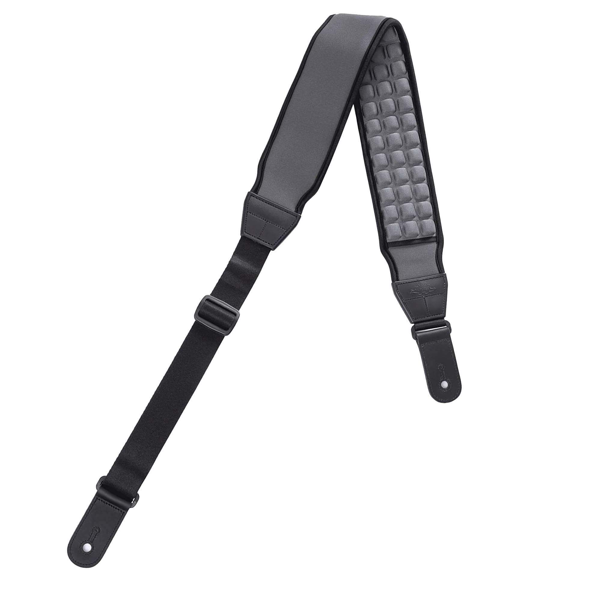 KLIQ Music Gear AirCell Guitar Strap for Bass & Electric Guitar with 3" Wide Neoprene Pad and Adjustable Length (Regular, Grey)