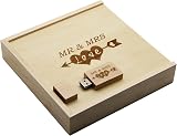 LXSINO 32GB USB 3.0 Maple Wood Flash Drive "Mr & Mrs" Gift Box Wedding Couple view 4