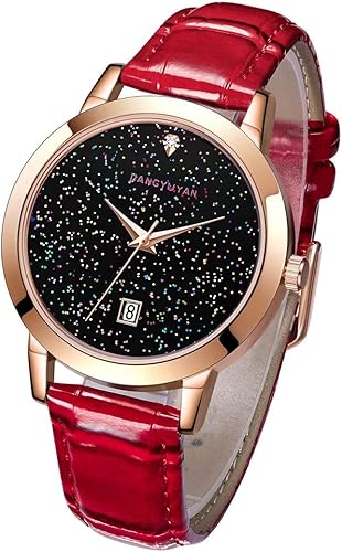 Download La Seule Fille Cool 1661 Moderne Simplicité Quartz Montre Ciel Étoilé Cadran avec Calendrier Et Bracelet en Cuir/Bande Et Montre en Alliage pour Femmes (Couleur : Rouge) PDF