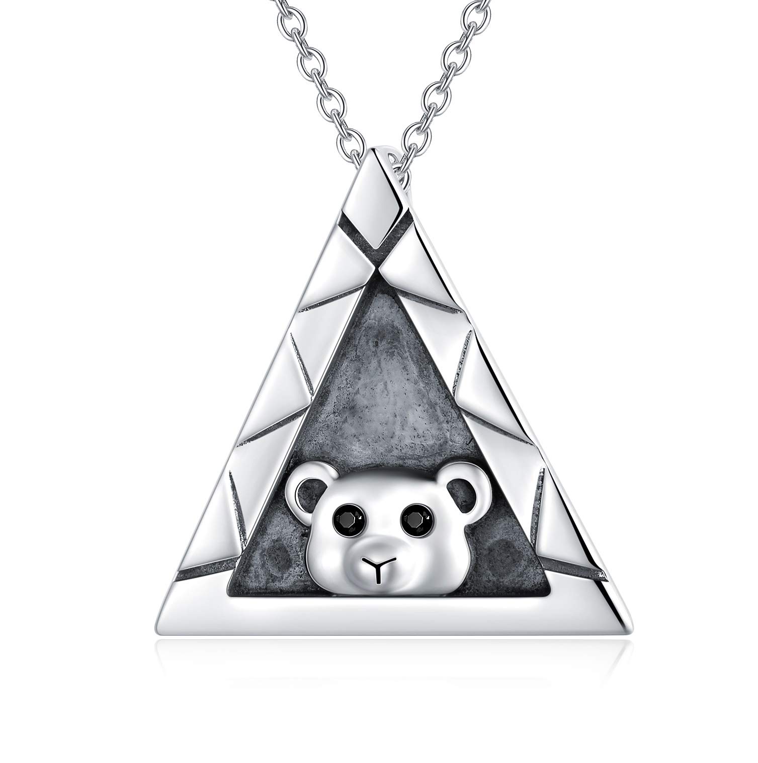 LONAGO Polar Bear Necklace 925 Sterling Silver Cute Bear Pendant Necklace Jewelry for Women