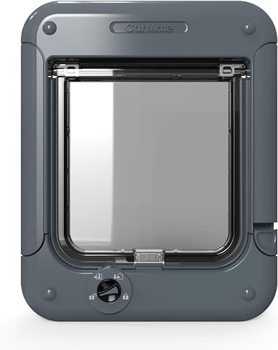 Cat Mate Rotary 4-Way Locking Cat Flap 358 Grey - For Small to Medium Cats