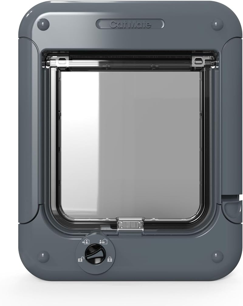Cat Mate Rotary 4-Way Locking Cat Flap 358 Grey - For Small to Medium Cats