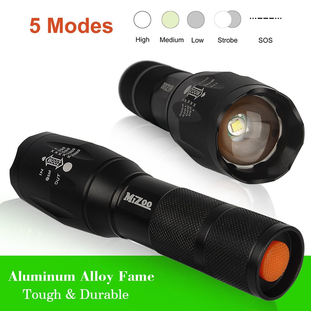 MIZOO LED Flashlight Mini Portable Torch Adjustable Focus, Super Bright