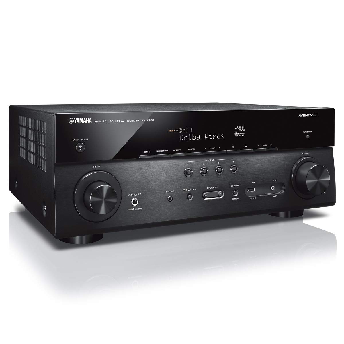 Yamaha AVENTAGE RX-A780 7.2-ch 4K Ultra HD AV Receiver with HDR Dolby Vision Dolby Atmos Wi-Fi Phono YPAO and MusicCast. Works with Alexa.