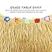 HEHALI Hawaiian Luau Party Supplies Set, 1 Pack Yellow Hawaiian Grass Table Skirt, with 12pcs 8 Inches Tropical Palm Monstera Leaves and 30pcs Hibiscus Flowers (5pcs Adhesive Hook & Loop Tapes)