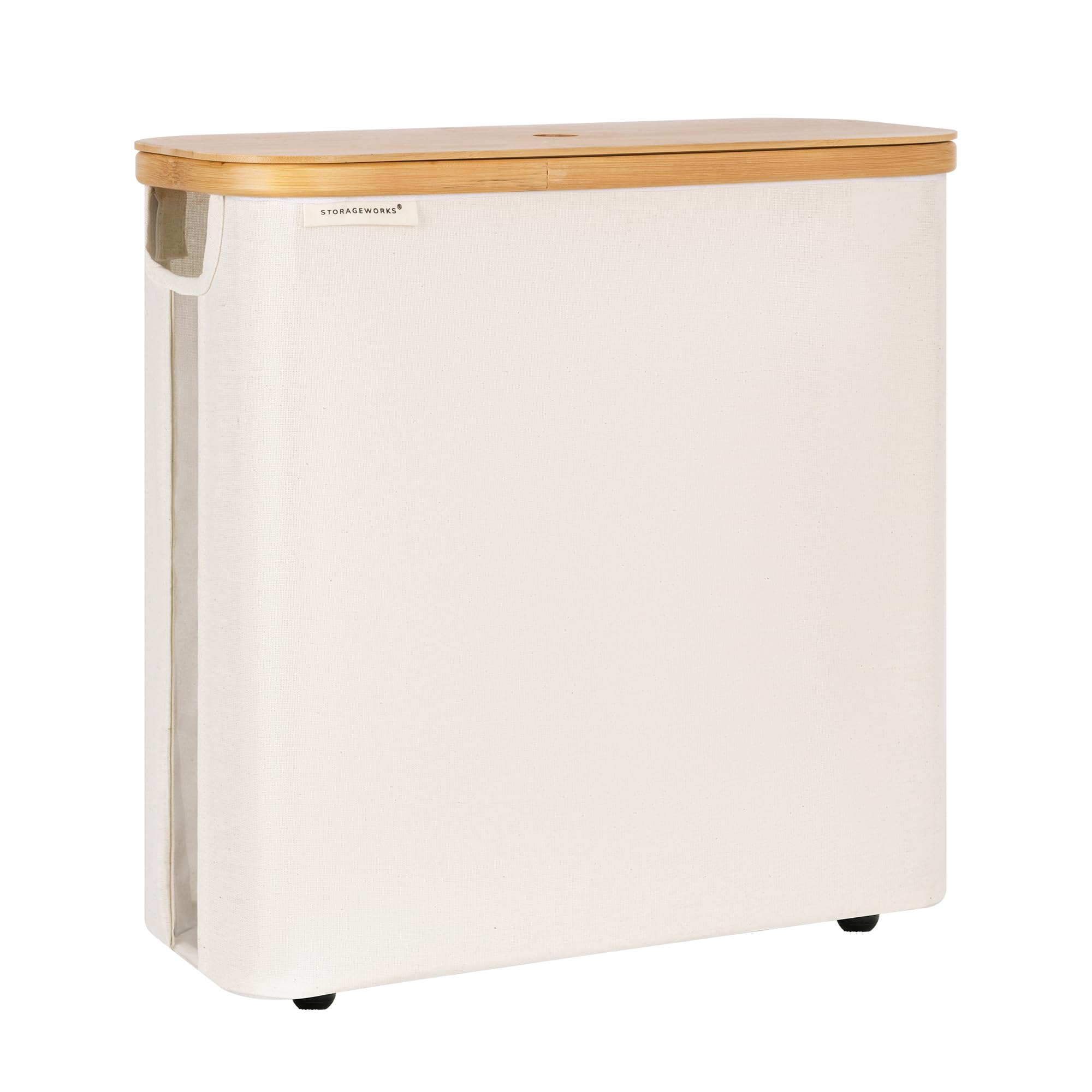 StorageWorks Large Toilet Paper Storage with Bamboo Lid, Toilet Paper Holder Basket for Up to 12 Mega or 16 Regular Size Rolls, Paper Storage Baskets for Bathroom, Beige, 1 Pack