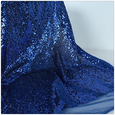 3mm Blue Sparkle Sequins Fabric For Sewing Costumes Knit Dot Strechy sold by half of the yard Tablecloth Linen Sequin Tablecloth Table Runner
